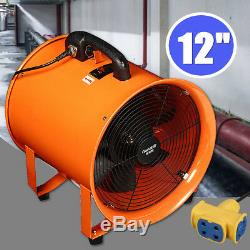 12'' Industrial Portable Extractor Fan Ventilator Blower Garage Low Noise