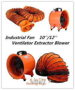 12 Portable Industrial Ventilator Axial Blower Workshop Extractor Fan + Duct