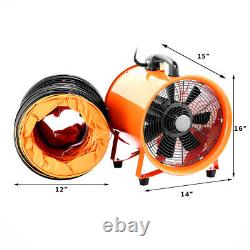 12 Portable Ventilation Fan Axial Blower Workshop Extractor Duct Fan with 5m Duct