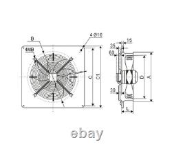 250mm Industrial Axial Plated Extractor Fan Metal Commercial Plated Ventilator