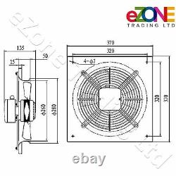 250mm Industrial Ventilation Metal Fan Axial Commercial Air Extractor Exhaust