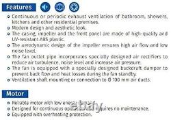 4 100 Mm Quiet Humidity Condensation Extractor Fan Exhaust Air Ventilator White