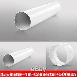 4 100mm Plastic Ducting Fitting Bathroom Kitchen Extractor fan Kit Ventilation