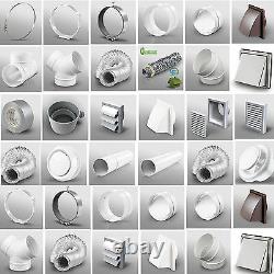 4 100mm Plastic Round Kitchen Ducting Ventilation Duct Pipe Tube Extractor Fan