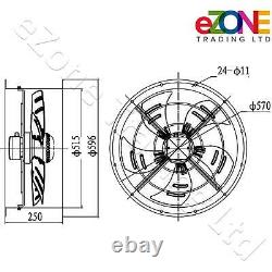500mm Round Cased Axial Fan+Speed Controller Building Air Ventilation Extractor