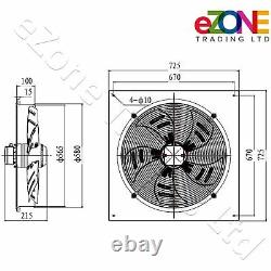 550mm Industrial Ventilation Metal Fan Axial Commercial Air Extractor Exhaust