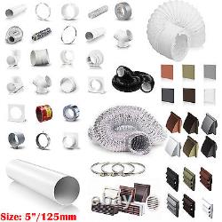 5 125mm Plastic Round Kitchen Ducting Ventilation Duct Pipe Tube Extractor Fan