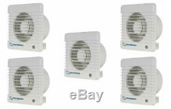 5 x National Ventilation M100-T'Monsoon' Axial Extractor Fans 100mm 4 Timer