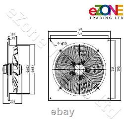 600mm Square Frame Axial Fan+Speed Controller Building Air Ventilation Extractor