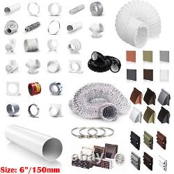 6 150mm Plastic Round Kitchen Ducting Ventilation Duct Pipe Tube Extractor Fan