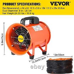 8'' 200mm Ventilation Fan + 10m PVC Ducting Portable Ventilator Axial Blower