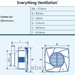 Bathroom Extractor Fan 100mm Backdraft Shutters Wall or Ceiling Mounted 4