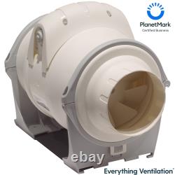 Bathroom Extractor Fans Inline Mixed Flow Dual Speeds Low Noise 100mm / 150mm