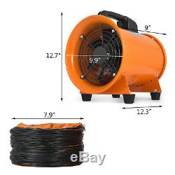 Dust Fume Extractor 8'' 200mm Ventilation Fan Industrial Blower + 5m PVC Ducting