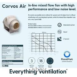 Everything Ventilation In-Line Mixed Flow Extractor Fan with 2 Adjustable Speed