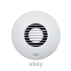 Extractor Fan For Bathroom Kitchen Ventilation Airflow 100mm Glossy White iCON15