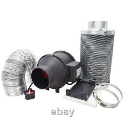 Hydroponic Extractor Fan Carbon Filter 5m Ducting Air Ventilation System Kit Set