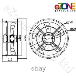Industrial Cased Extractor Fan 18 Duct Commercial Ventilation +Speed Controller