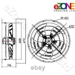 Industrial Cased Extractor Fan 25 Duct Quiet Commercial Ventilation+Speed Ctrl