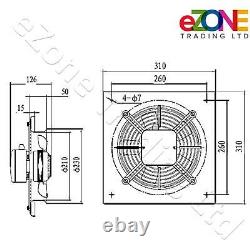 Industrial Wall Mounted Extractor Fan 8 Quiet Commercial Ventilation+Speed Ctrl