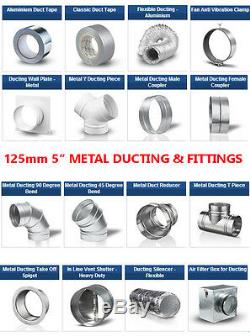 Metal 5 inch Ducting Pipe Ventilation Extractor Fan fittings for 5 dia/ 125mm