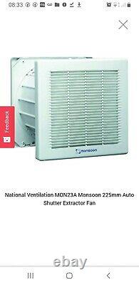 National Ventilation MON23A Monsoon 225mm Auto Shutter Extractor Fan