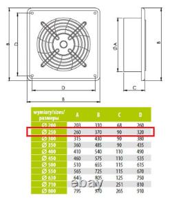 STEEL wall industrial fan ventilator with ball bearings / ALL DIAMETERS 8 25