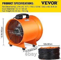 VEVOR 12 Portable Ventilator Blower Workshop Extractor Fan with32' Duct Hose
